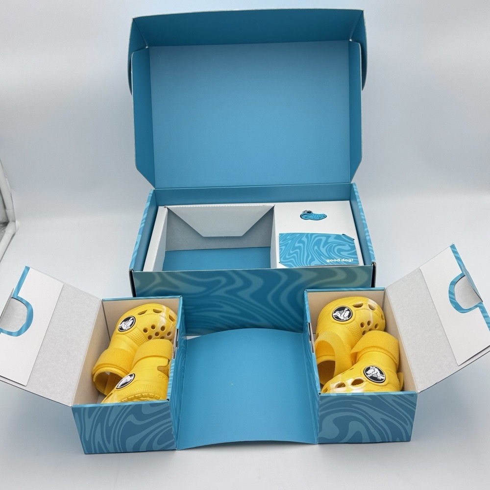 NEW BARK CROCS Dog Shoes All-Terrain Size Large Yellow With Charm Box & Card
